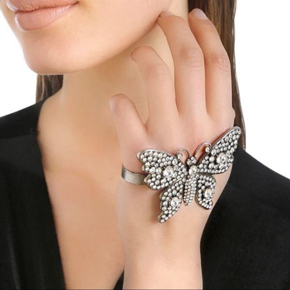 Authentic Gucci butterfly 🦋palm cuff crystals silver tone. Stunning. - Picture 3 of 10